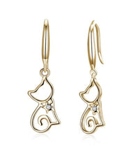 Load image into Gallery viewer, 925 Silver Cat Zircon Earrings Female Crystal from Austrian Sweet cute earrings 2 Colors Fit Female and girls Fashion jewerly